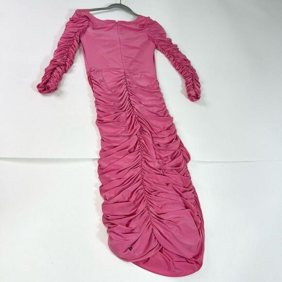 Aliétte Dress Womens Size 0 Pink Ruched Long-Sleeve Bodycon Cocktail - Picture 8 of 10
